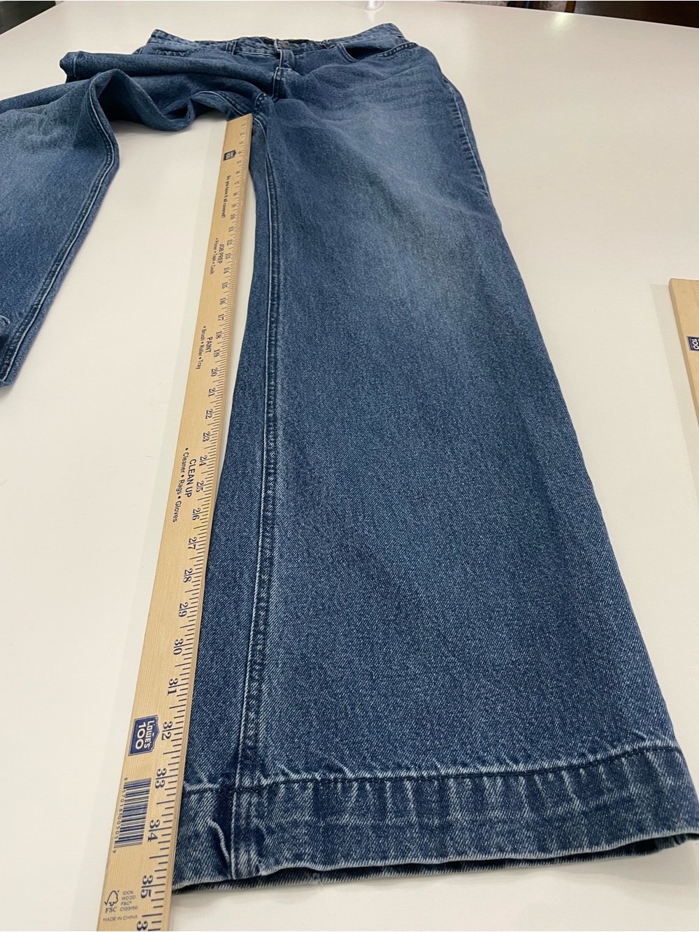 Long Tall Sally Wide Leg Denim Jeans Med Blue Wash Size 10 Inseam 35" - Picture 9 of 10